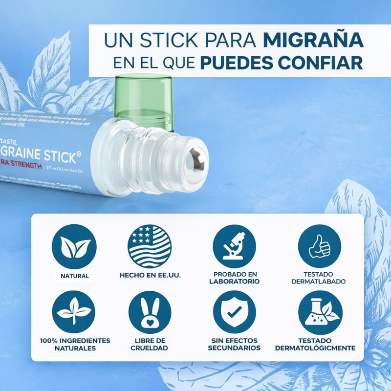 Migraine Stick 10ml – Alivio de migrañas sin pastillas + E-book de tips para la migraña