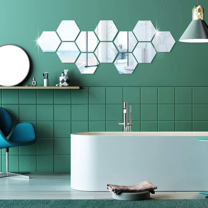 Espejos hexagonales adhesivos X12
