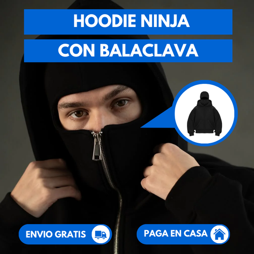 Hoodie Ninja Con Balaclava Negro