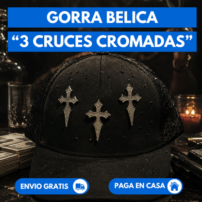 Gorra Belica "3 Cruces Cromadas" (SOLO 100 UNIDADES)